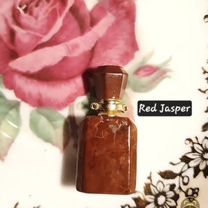 Alluring, Genuine Red Jasper Perfume/ Essential Oil Bottle Pendant.